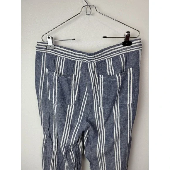 Old Navy Blue/White Striped Wide Leg Pants Women's Sz Large Casual Summer - Picture 5 of 7